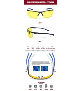 Semi-rimless Night Vision/Blue Light Blocking sunglasses- HD Vision Yellow Lens Polarized Anti Glare Sunglasses - Blue-gray -...