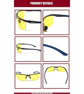 Semi-rimless Night Vision/Blue Light Blocking sunglasses- HD Vision Yellow Lens Polarized Anti Glare Sunglasses - Blue-gray -...