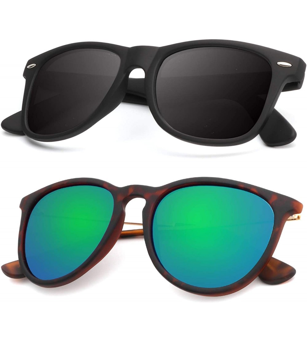 Round Polarized Sunglasses for Men and Women Matte Finish Sun glasses Color Mirror Lens 100% UV Blocking - CE18AWL7C03 $32.77