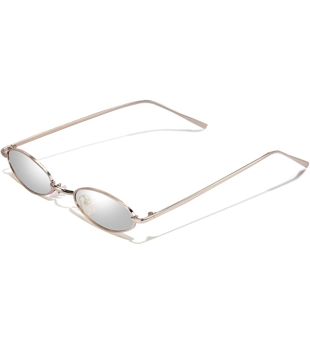 Oval Vintage Oval Sunglasses For Women - Small Metal Frame Candy Color 2265 - Silver - C718GMUU7YD $18.50