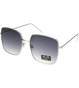 Square Womens Large Rectangle Butterfly Designer Fashion Diva Sunglasses - Silver Gradient Black - CE18O3KR9ZC $23.03