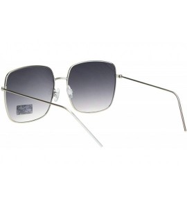 Square Womens Large Rectangle Butterfly Designer Fashion Diva Sunglasses - Silver Gradient Black - CE18O3KR9ZC $23.03