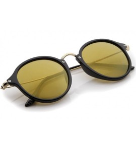 Round Iconic Classic Thin Metal Temple Colored Mirror Lens Round Sunglasses 49mm - Black-gold / Gold Mirror - C712MYV95NM $20.47