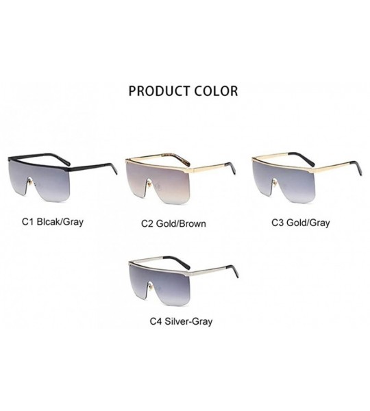 Square Oversized Sunglasses Fashion Glasses - C1 Black Gray - CZ198KG9OM3 $27.33