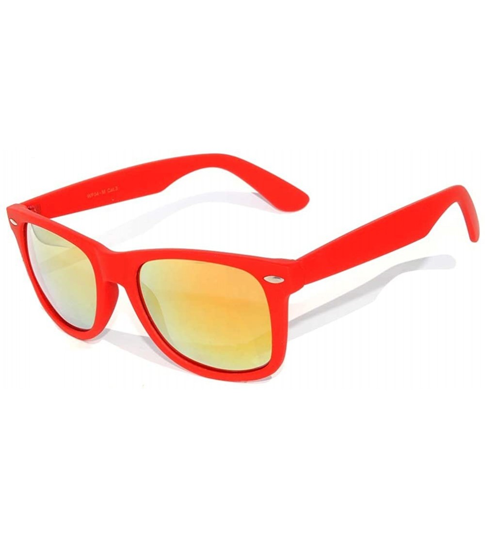 Rectangular Many Colors Retro Vintage Full Mirror Lens Sunglasses Red Matte Frame - Red - Gold - CC11NLD8F75 $18.37