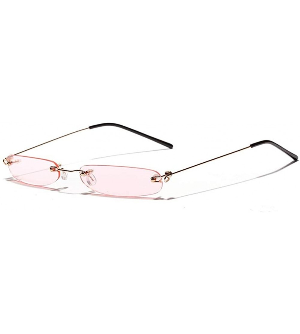 Semi-rimless Rimless Small Sunglasses Summer Sun Glasses For Men Women Red Blue Black Shades Sunglasses Eyewear - 7 - CX18Y8Z...