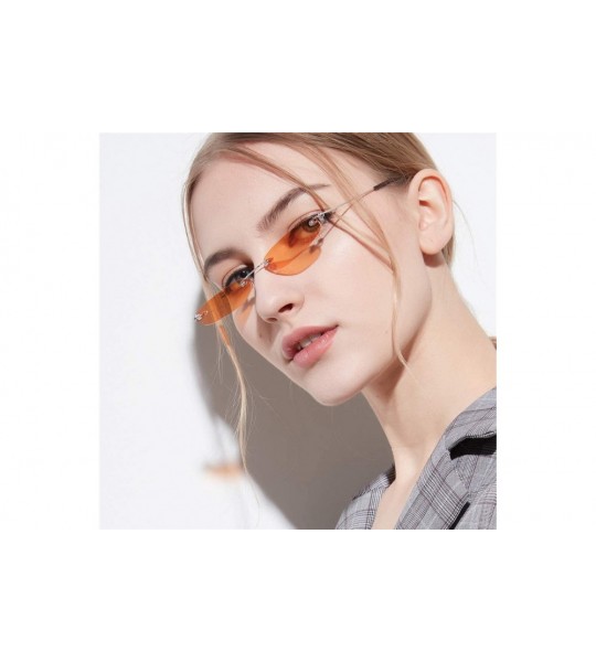 Semi-rimless Rimless Small Sunglasses Summer Sun Glasses For Men Women Red Blue Black Shades Sunglasses Eyewear - 7 - CX18Y8Z...