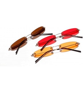 Semi-rimless Rimless Small Sunglasses Summer Sun Glasses For Men Women Red Blue Black Shades Sunglasses Eyewear - 7 - CX18Y8Z...