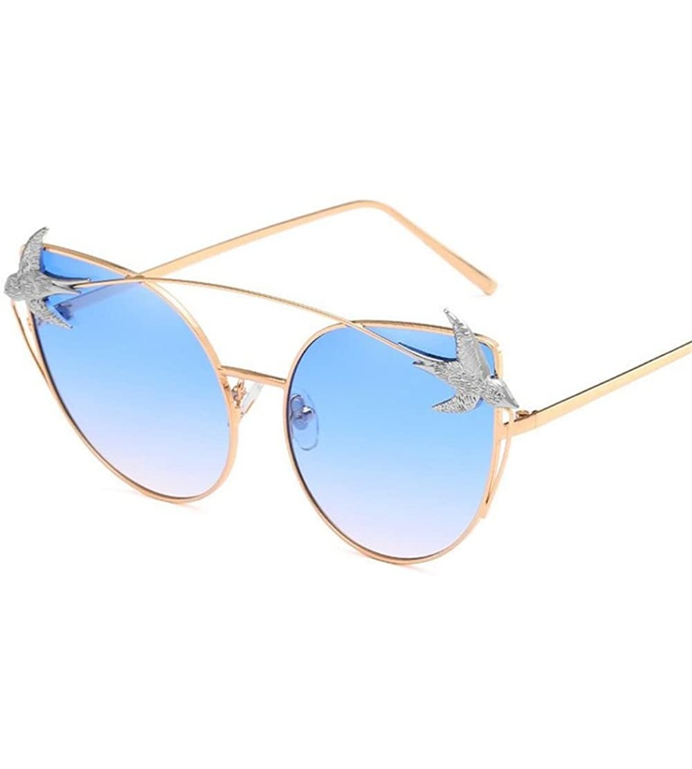 Butterfly Men Women Sunglasses Metal Polarized Cat Eye Swallow Glasses Eyewear - Blue - CU18D8CAAKO $27.82