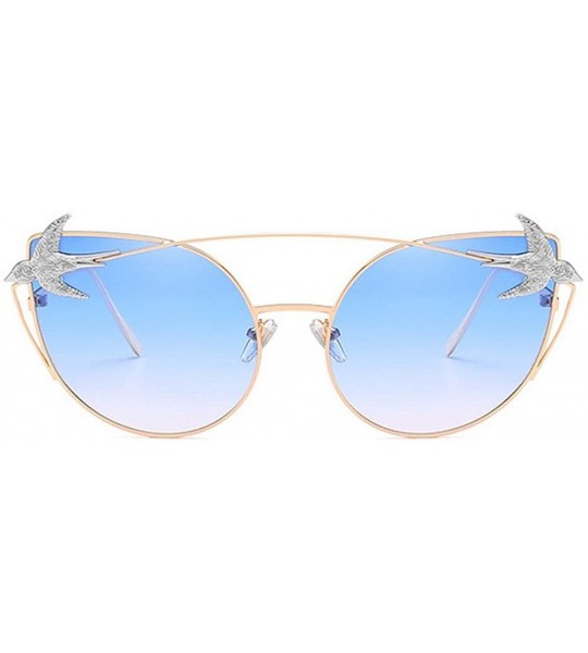 Butterfly Men Women Sunglasses Metal Polarized Cat Eye Swallow Glasses Eyewear - Blue - CU18D8CAAKO $27.82