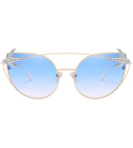 Butterfly Men Women Sunglasses Metal Polarized Cat Eye Swallow Glasses Eyewear - Blue - CU18D8CAAKO $27.82