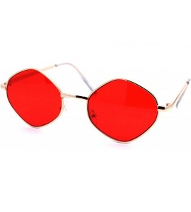 Rectangular Retro Vintage Diamond Shape Metal Rim Hippie Sunglasses - Gold Red - CR18Y6O35TM $19.89