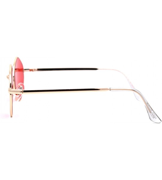 Rectangular Retro Vintage Diamond Shape Metal Rim Hippie Sunglasses - Gold Red - CR18Y6O35TM $19.89