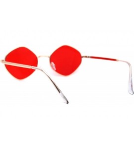 Rectangular Retro Vintage Diamond Shape Metal Rim Hippie Sunglasses - Gold Red - CR18Y6O35TM $19.89