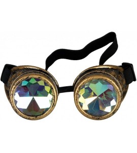 Aviator Kaleidoscope Steampunk Rave Glasses Goggles with Rainbow Crystal Glass Lens - Brass - C812N13W700 $23.90