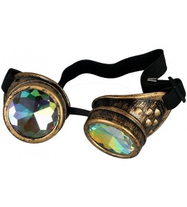 Aviator Kaleidoscope Steampunk Rave Glasses Goggles with Rainbow Crystal Glass Lens - Brass - C812N13W700 $23.90