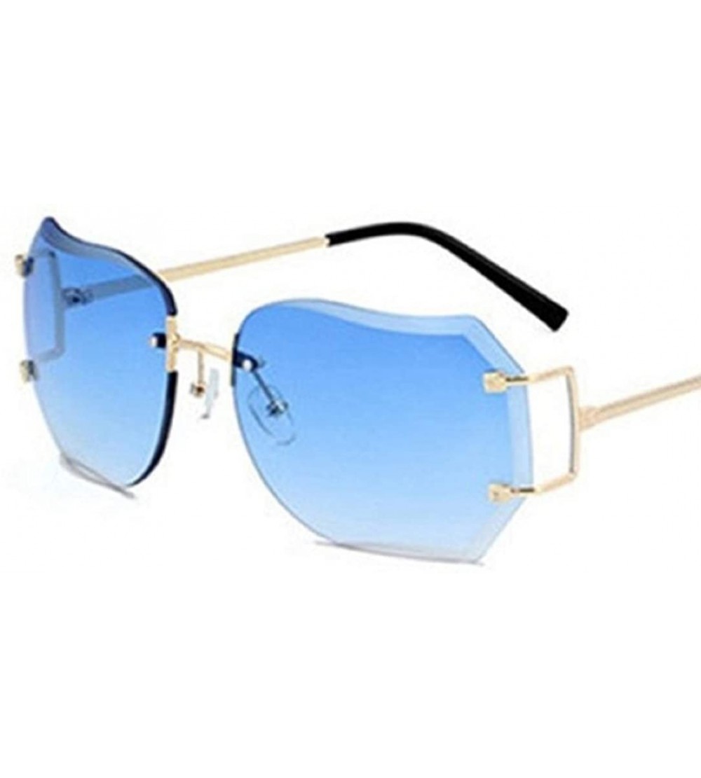 Oversized Fashion Oversized Rimless Sunglasses Women Clear Lens Glasses - H - CR18R0QT7YK $17.01