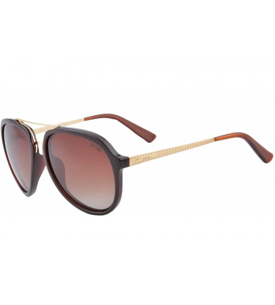 Oversized Oversized Frame Men Women Myopia Polarized Glasses Outdoor Sunglasses-PGJS5003 - Brown&gold - CK1934CRXUI $26.06