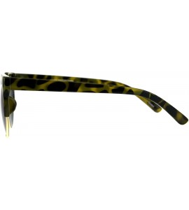 Cat Eye Womens Round Circle Lens Half Rim Cat Eye Retro Sunglasses - Yellow Tortoise Green - C518CMN2SO3 $23.78