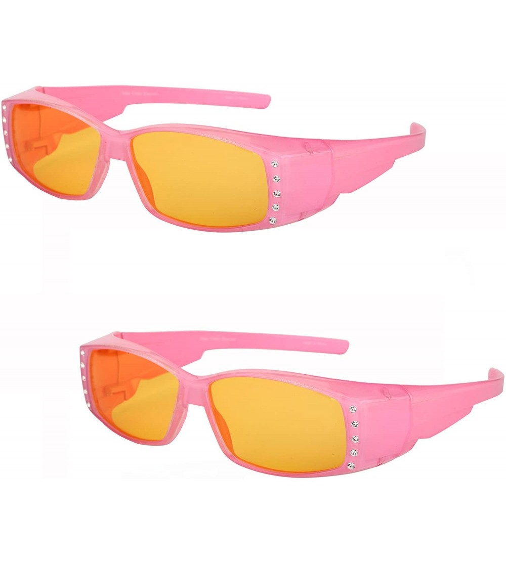 Sport 2 Pair of Night Driving Polarized Sunglasses that Fit Over Prescription Glasses - Pink - CG1885Y54M6 $35.67