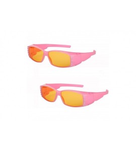 Sport 2 Pair of Night Driving Polarized Sunglasses that Fit Over Prescription Glasses - Pink - CG1885Y54M6 $35.67