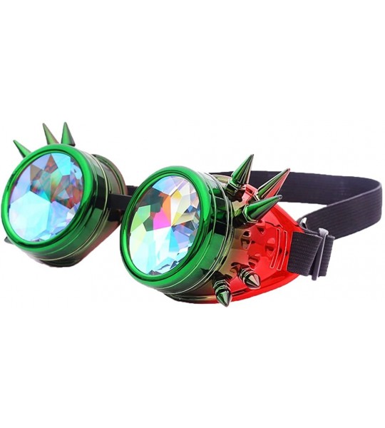 Round Kaleidoscope Steampunk Rave Glasses Crystal Prism Sunglasses Goggles - Green Red - CV18SS36REY $25.89