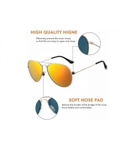 Aviator Classic Aviator Sunglasses for Women Polarized Mens Shades UV Protection with Case - Gold Frame/Gold Lens - CF18U8KC9...