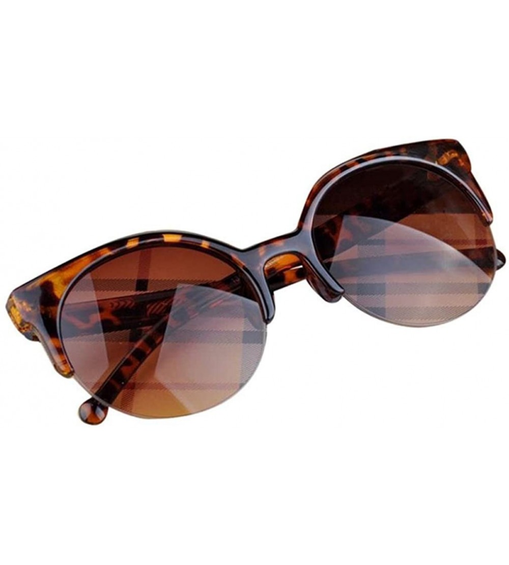 Semi-rimless Unisex Super Retro Vintage Sunglasses Aviator Semi-Rim Round Sunglasses for Men Women Sun Glasses - C - C5185HAK...