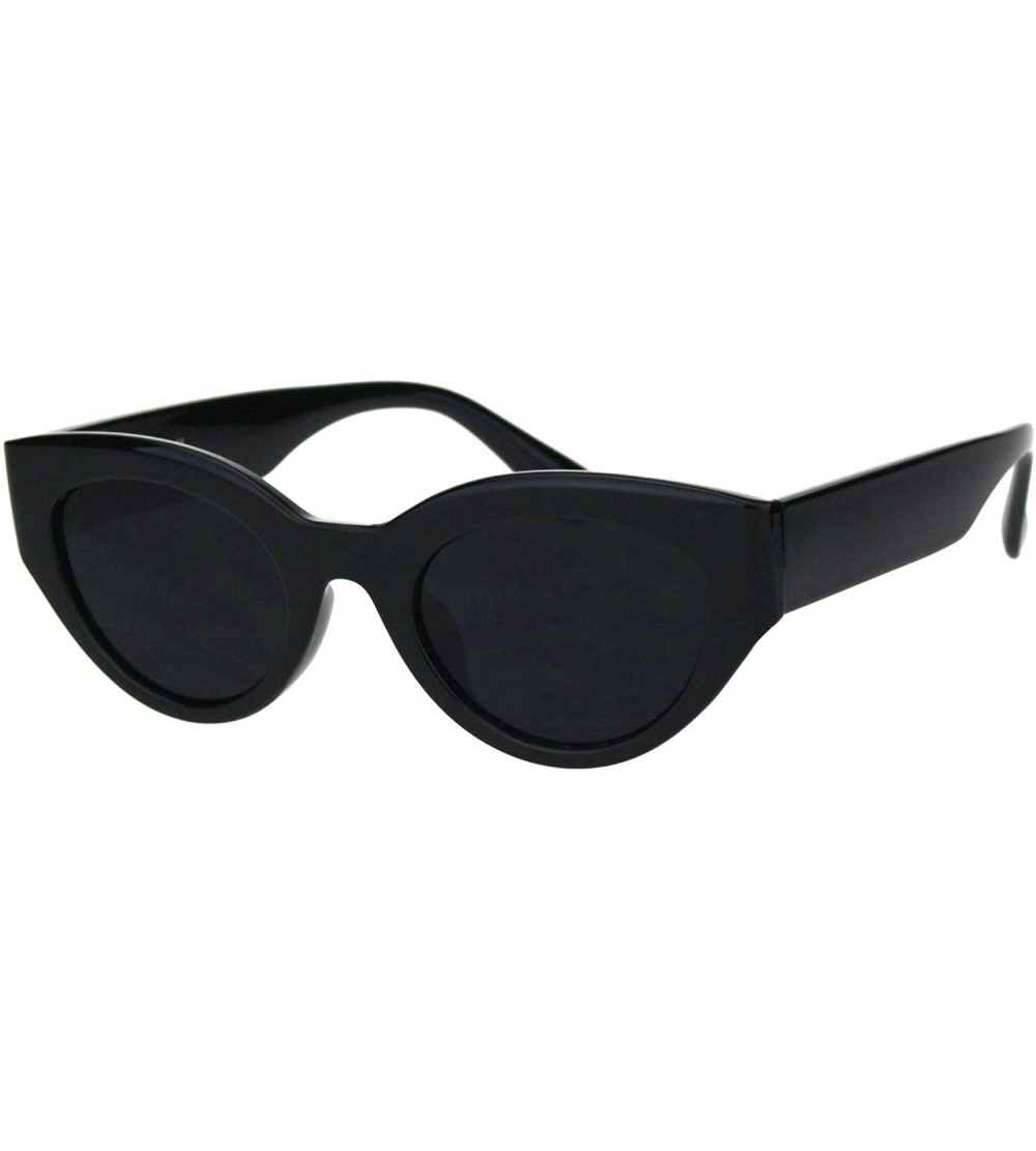 Oval Womens Oval Cateye Sunglasses Chic Stylish Fashion UV 400 Shades - Black (Black) - CR18IDN69N6 $18.76