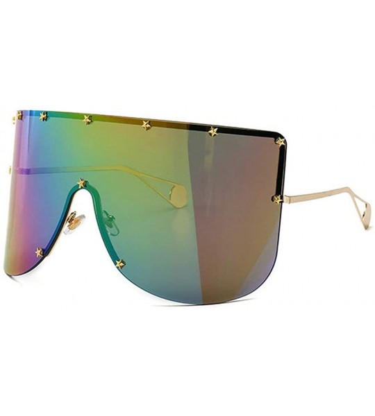 Shield Vintage Sunglasses Oversized Windproof Glasses - Rainbow - CZ18QKAWD75 $26.46