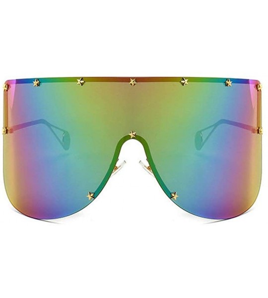 Shield Vintage Sunglasses Oversized Windproof Glasses - Rainbow - CZ18QKAWD75 $26.46