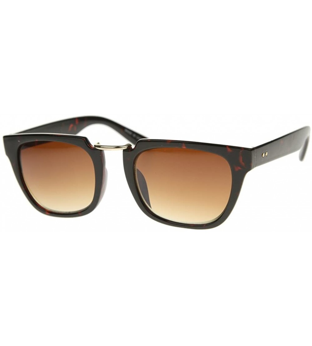 Square Urban Fashion Rectangular Flat Top Brow Bar Sunglasses S61NG1078 - Brown - C3182GAIEHK $17.18
