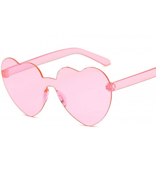 Rimless Love Heart Sunglasses Women New Fashion Cute Sexy Retro Cat Eye Vintage Cheap Sun Glasses Red Female - Black - CL198Z...