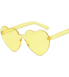 Rimless Love Heart Sunglasses Women New Fashion Cute Sexy Retro Cat Eye Vintage Cheap Sun Glasses Red Female - Black - CL198Z...