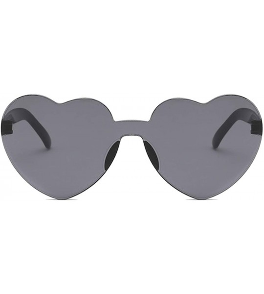 Rimless Love Heart Sunglasses Women New Fashion Cute Sexy Retro Cat Eye Vintage Cheap Sun Glasses Red Female - Black - CL198Z...