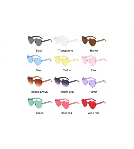 Rimless Love Heart Sunglasses Women New Fashion Cute Sexy Retro Cat Eye Vintage Cheap Sun Glasses Red Female - Black - CL198Z...