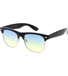 Wayfarer Horn Rimmed Colored Gradient Square Lens Half Frame Sunglasses 55mm - Black Silver / Blue Yellow - CE184RAKE3G $19.00