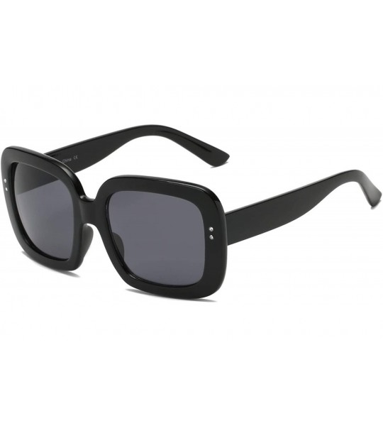 Oversized Women Retro Vintage Bold Square Oversized UV Protection Fashion Sunglasses - Black - CR18WU7SU87 $36.87