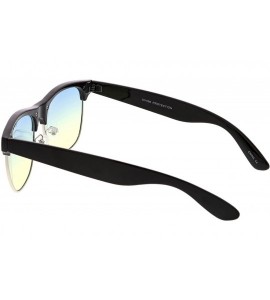 Wayfarer Horn Rimmed Colored Gradient Square Lens Half Frame Sunglasses 55mm - Black Silver / Blue Yellow - CE184RAKE3G $19.00