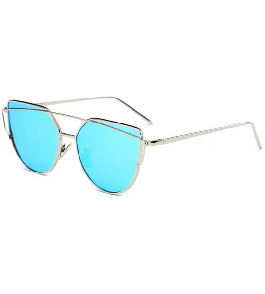 Cat Eye Cat Eye Mirrored UV400 Sunglasses with Twin-Beams Classic Metal Frame Flat Lens for Women - CB1804EDNOI $17.14