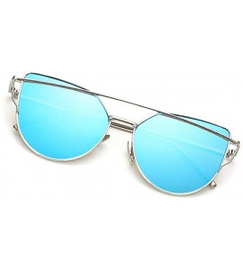 Cat Eye Cat Eye Mirrored UV400 Sunglasses with Twin-Beams Classic Metal Frame Flat Lens for Women - CB1804EDNOI $17.14