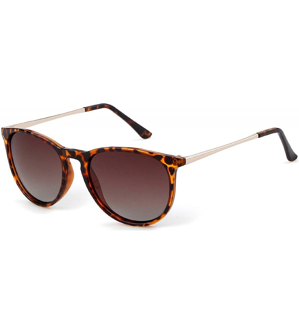 Goggle Vintage Sunglasses for Women Men Retro Round Design Polarized Sun Glasses - Leopard Frame Brown Lens - C4196U522GE $19.68