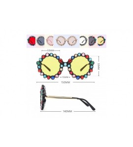 Square Rhinestone Oversized Sunglasses Fashion Round Thick Plastic Metal Frame Retro Bling Diamond Sun glasses for Women - C5...