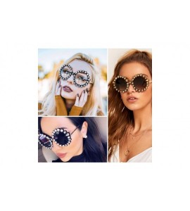 Square Rhinestone Oversized Sunglasses Fashion Round Thick Plastic Metal Frame Retro Bling Diamond Sun glasses for Women - C5...