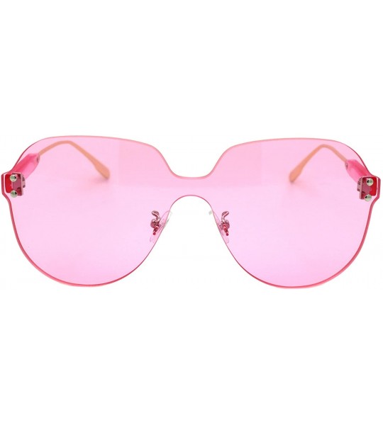 Oversized Womens Rimless Sunglasses Oversized Thick Lens Futuristic Shades UV 400 - Pink - C5194G6YXXK $23.36