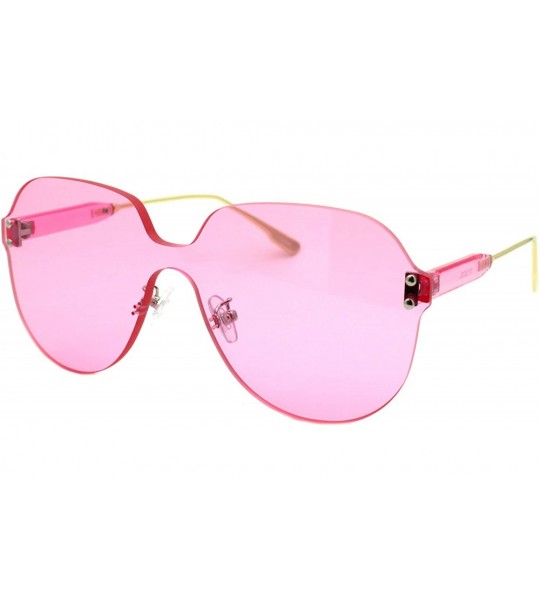 Oversized Womens Rimless Sunglasses Oversized Thick Lens Futuristic Shades UV 400 - Pink - C5194G6YXXK $23.36