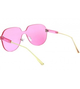 Oversized Womens Rimless Sunglasses Oversized Thick Lens Futuristic Shades UV 400 - Pink - C5194G6YXXK $23.36