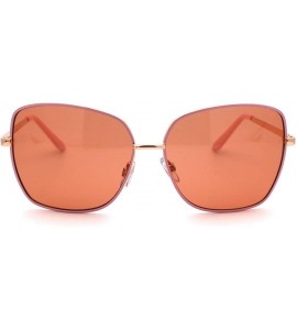 Butterfly Womens Rectangular Metal Rim Butterfly Chic Sunglasses - Gold Pink Coral - CD18W9468HC $23.91