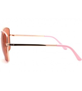 Butterfly Womens Rectangular Metal Rim Butterfly Chic Sunglasses - Gold Pink Coral - CD18W9468HC $23.91