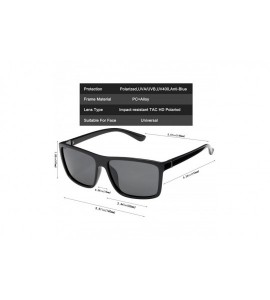 Square Men's Sports Polarized Sunglasses Square Frame Glasses - Grey Lens/Bright Black - CQ1860ZRW0R $20.82